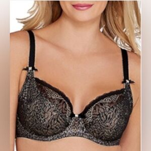 FREYA Sz 34G Icon Black Over Nude Lace Underwire Adjustable Bra New with Tags